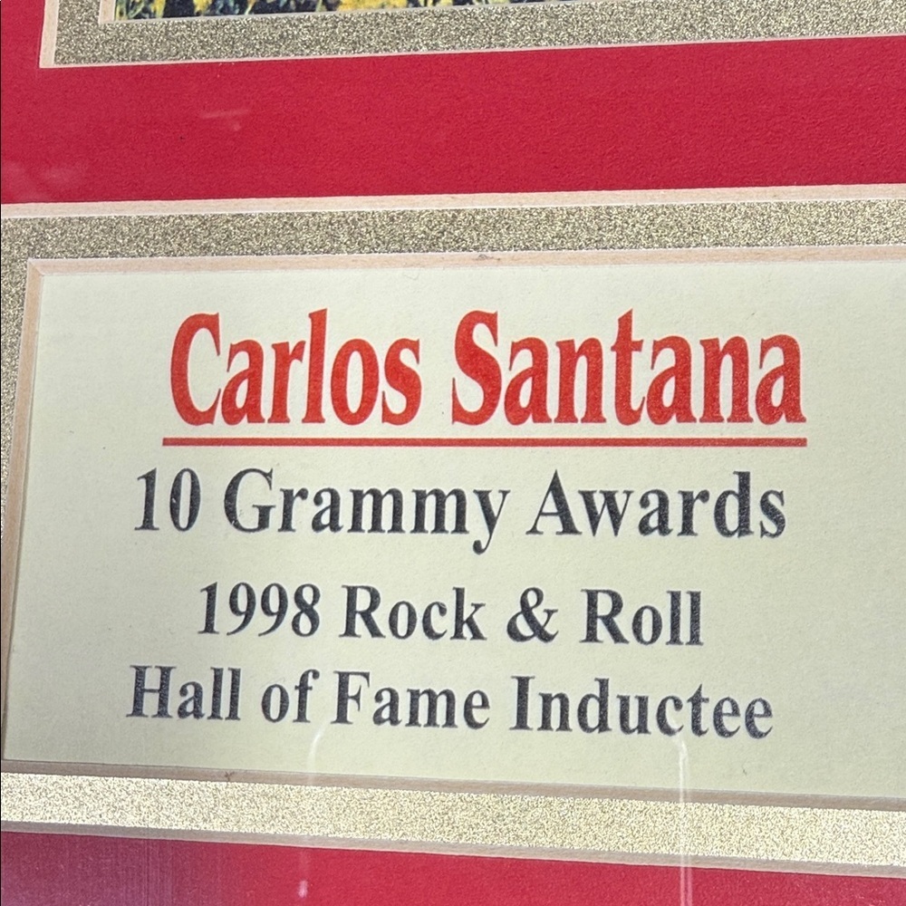 Framed 1998 Rock & Roll Carlos Santana Record Display. Hall of Fame Display - Picture 2 of 9